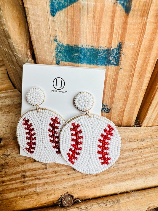 Baseball Beaded Earring